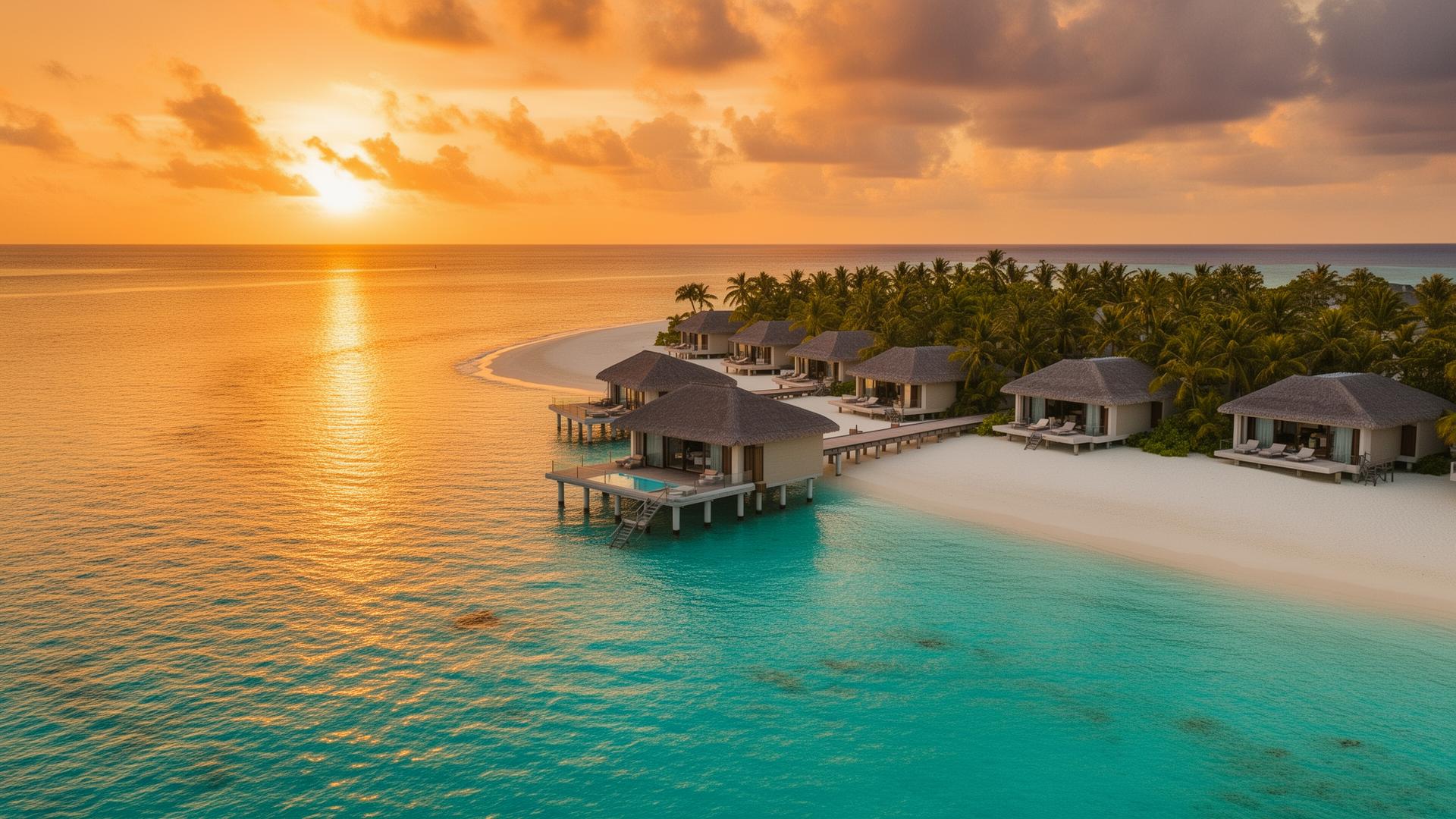 Aerial view of luxury Maldives island resort